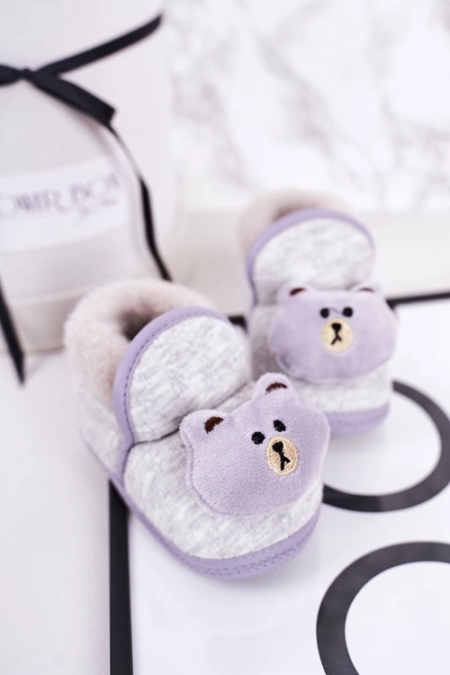 Dziecięce Papcie Na Gumce Z Misiem Szare Pooh