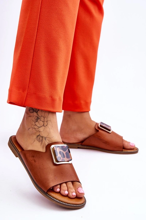 Damskie Klapki Z Ozdobnym Elementem Camel Leonia