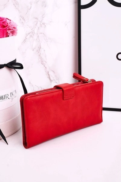 Duży Portfel Damski Z Dodatkowym Miejscem Na Karty Czerwony