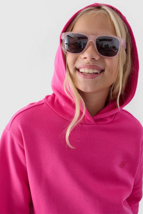 Dziewczęca Nierozpinana Bluza Z Kapturem Gładka Fuksja 4F 4FJWMM00TSWSF1316-55S