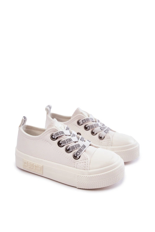 Dziecięce Skórzane Trampki BIG STAR KK374060 Białe