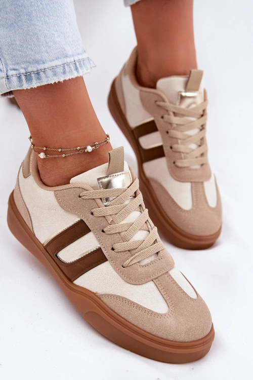 Sneakersy Damskie Z Eko Zamszu Beżowe Satylies