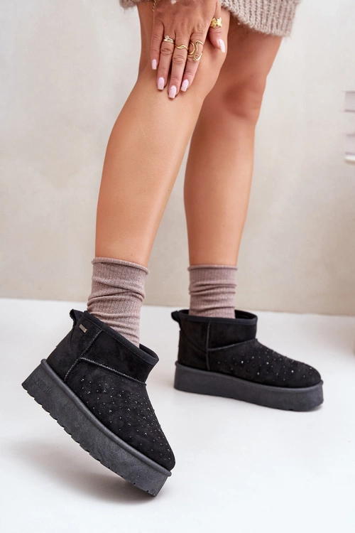 Śniegowce Ze Zdobieniem Na Platformie Big Star OO274A105 Czarne