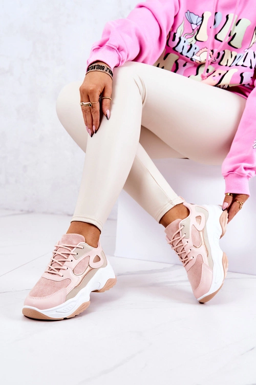 Sportowe Buty Sneakersy Różowe Retroque
