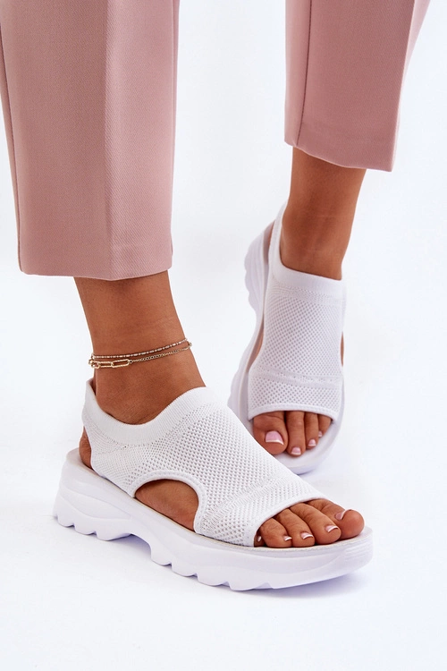 Sportowe Sandały Damskie Na Grubej Podeszwie Białe Deinaleia