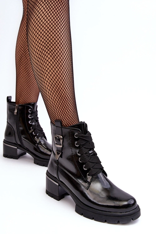 Damskie Lakierowane Botki D&A MR870-97 Czarne