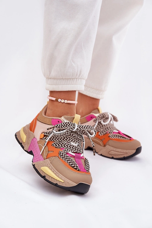 Sneakersy Buty Sportowe Damskie Z Podwójnym Sznurowaniem Khaki Efobell