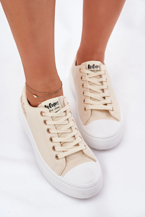 Trampki Damskie Na Platformie Lee Cooper LCW-24-44-2464L Beżowe