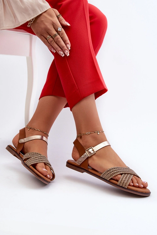 Płaskie Sandały Damskie S.Barski MY923 Brązowe