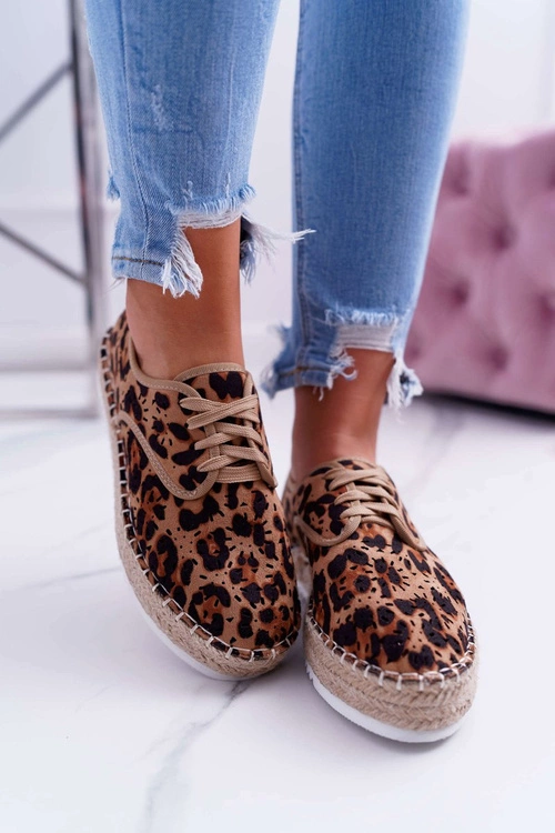 Espadryle Damskie Sznurowane Zamszowe Leopard MyShoes