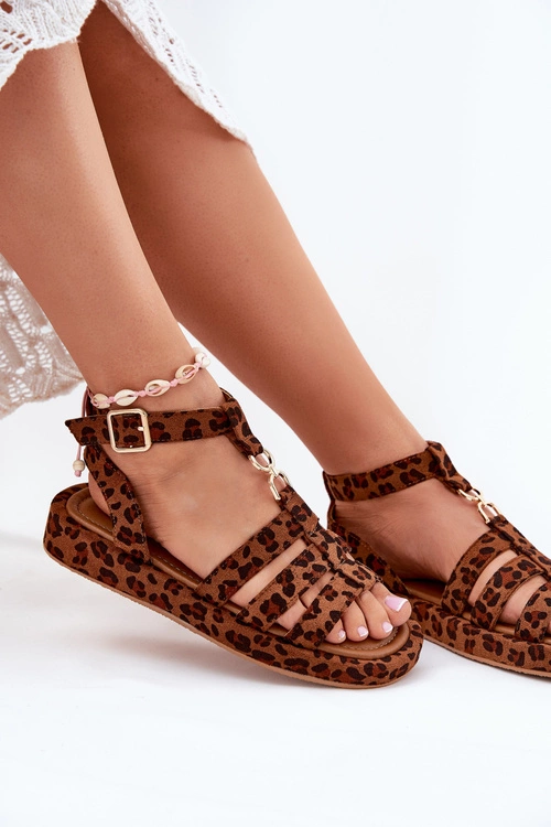 Sandały Damskie Na Platformie Ze Złotym Detalem Panterka Kartia