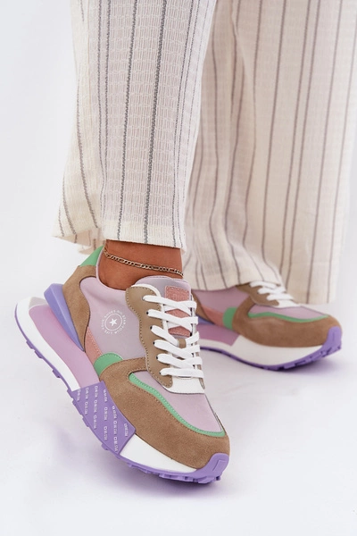 Zamszowe Sneakersy Damskie Na Platformie Big Star RR274815 HI-POLY SYSTEM Różowe