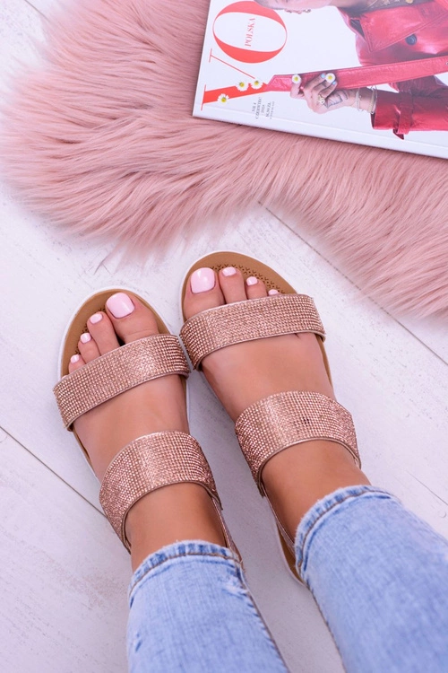 Lu Boo Damskie Szampańskie Sandały Z Cyrkoniami Perfect