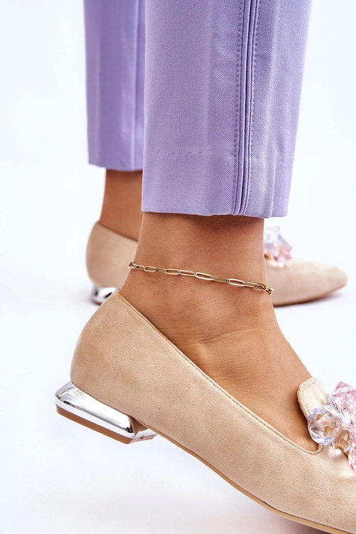 Damskie Mokasyny Z Ozdobami Na Płaskim Obcasie Beżowe Sloane