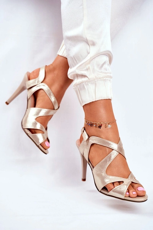 Sandały Damskie Na Szpilce Sergio Leone Złote SK427