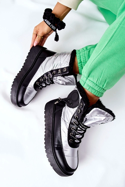 Damskie Śniegowce Ocieplane Srebrne Kennilis