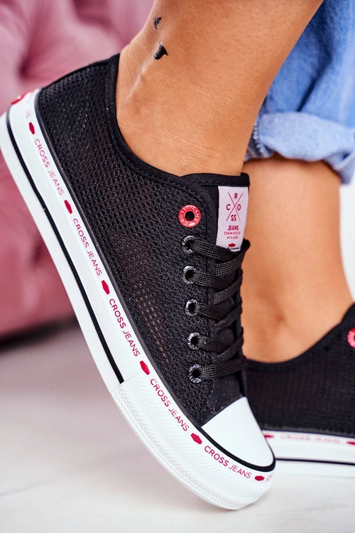 Trampki Damskie Cross Jeans Czarne Siateczka FF2R4015C