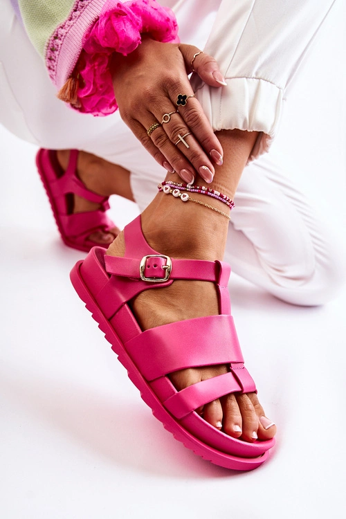 Skórzane Sandały Na Platformie Fuksja Tessy