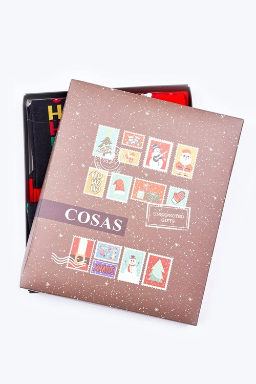 Świąteczny Zestaw Męskich Skarpetek COSAS Czerń/Czerwień