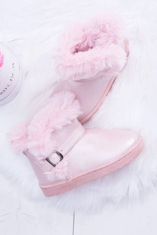 Ocieplane Dziecięce Botki Śniegowce Z Futerkiem Różowe JellyBeans