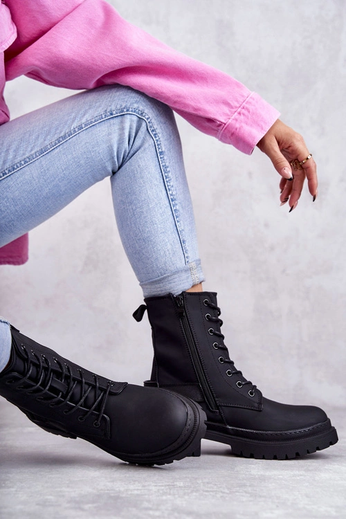 Damskie Botki Ocieplane Na Suwak Czarne Fabiola