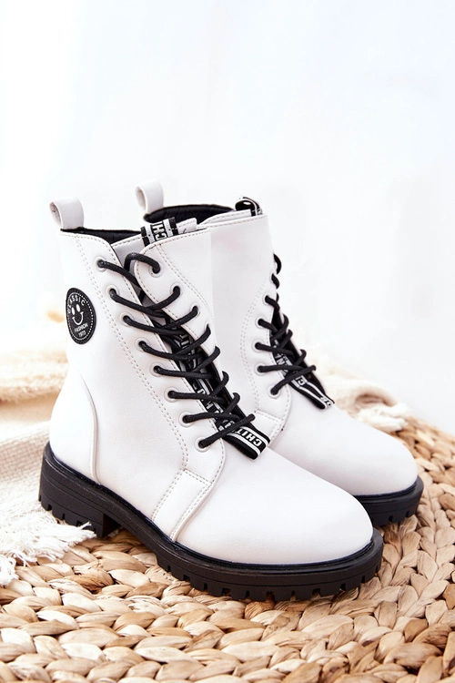 Dziecięce Ocieplane Botki Workery Białe Rosalie