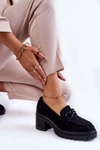 Damskie Zamszowe Półbuty Na Obcasie Czarne Sanya