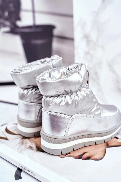 Dziecięce Śniegowce Ocieplane Wełną Srebrne Bubbles