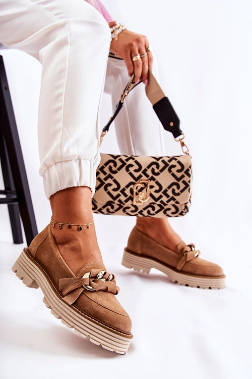 Damskie Półbuty Zamszowe Laura Messi 2523 Camel