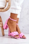Skórzane Sandały Na Słupku Różowe Lorelei