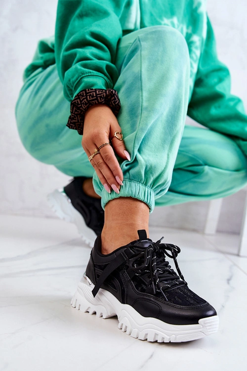 Sneakersy Na Masywnej Podeszwie Czarne Your Style