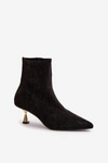 Botki Damskie Na Szpilce Eko Zamszowe Z Noskami W Szpic Czarne Irithare