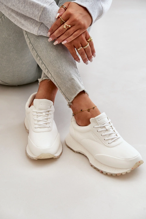 Damskie Sneakersy Buty Sportowe Z Eko Skóry Big Star OO274023 Hi-Poly System Białe