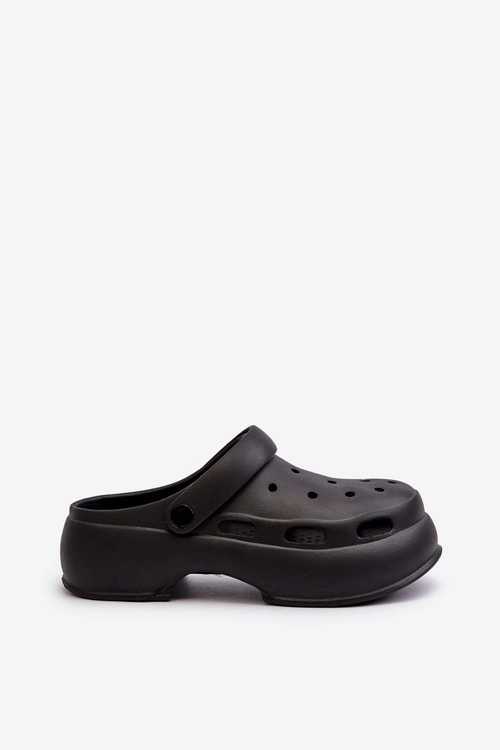 Piankowe Klapki Damskie Na Masywnej Podeszwie Czarne Danollia