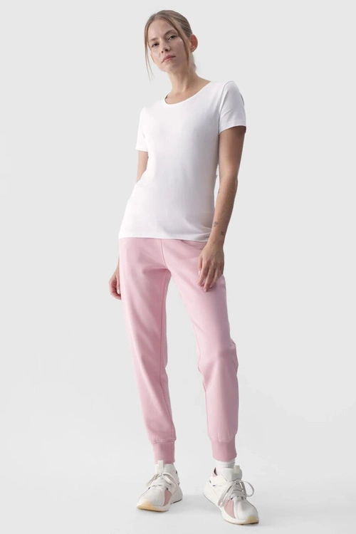 Damski Gładki T-Shirt Z Logo Biały 4F 4FWMM00TTSHF1845-10S