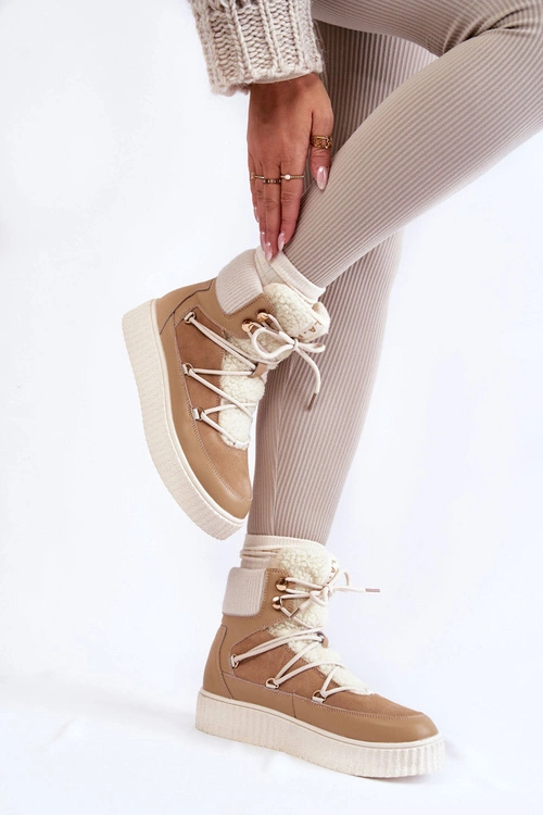 Damskie Botki Śniegowce La.Fi 280072TA-QN Beżowe