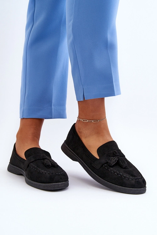 Damskie Zamszowe Mokasyny Czarne Dansitu