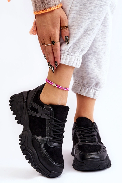 Modne Buty Sportowe Sneakersy Czarne Frezio