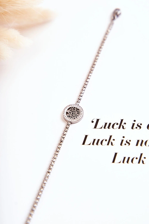 Pojedyncza Damska Bransoletka Z Ozdobą I Cyrkoniami Srebrna