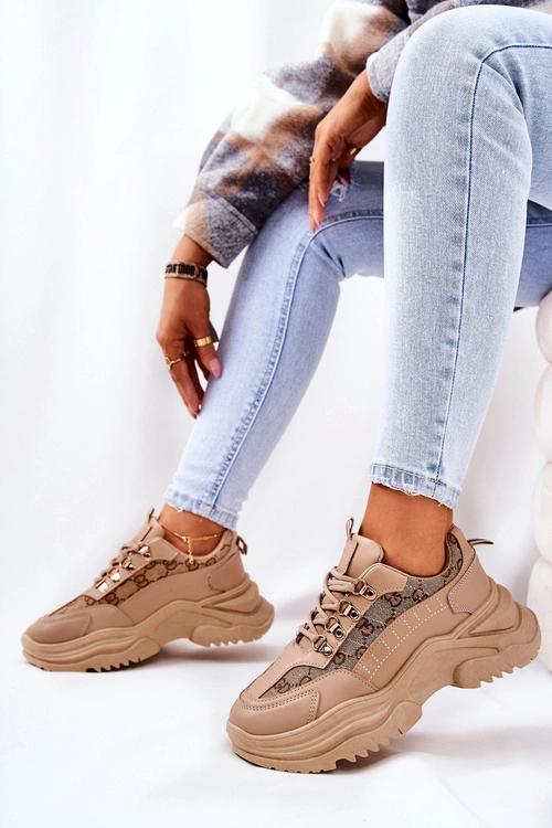 Sportowe Buty Na Platformie Beżowe Flynn