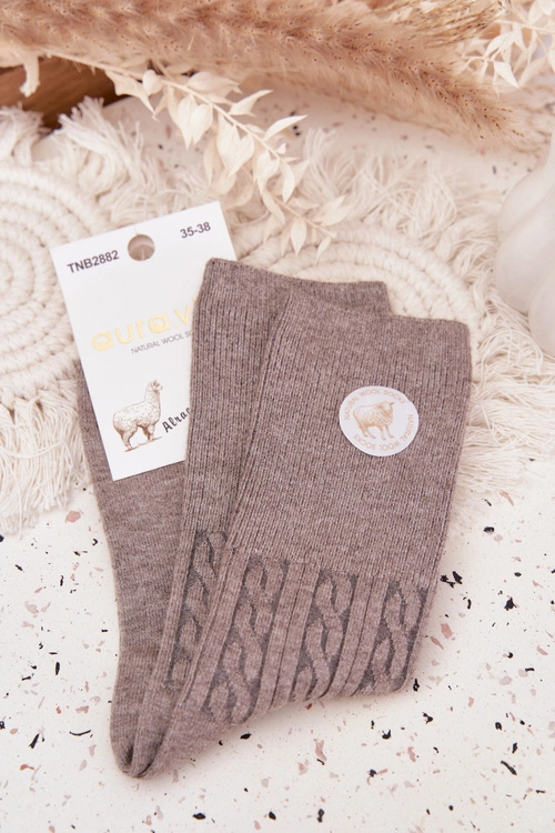 Długie Wełniane Skarpetki Damskie Szare