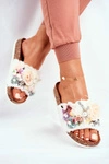 Klapki Damskie Z Kwiatami Białe Enrissa