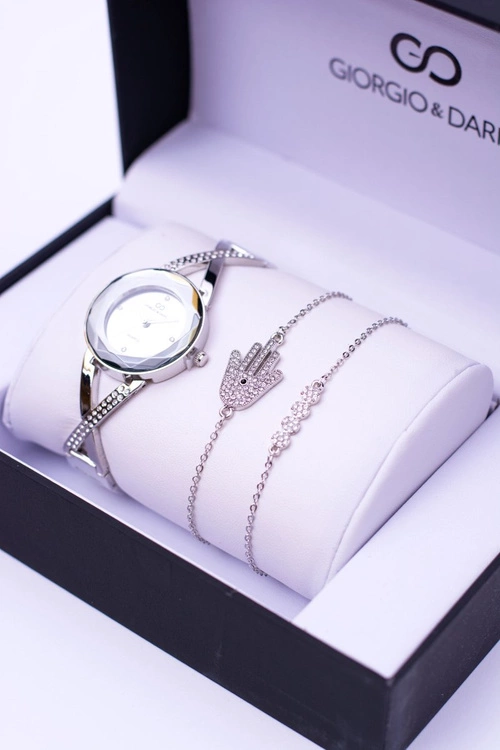 Zestaw Giorgio Dario Srebrny Zegarek Dwie Bransolety