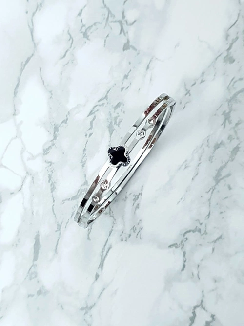 Damska Bransoleta Stalowa Z Czterema Cyrkoniami Srebrna Avior