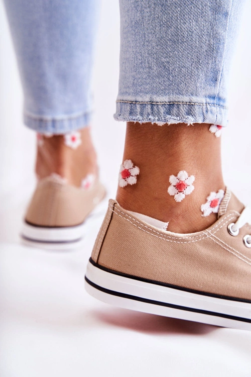 Damskie Klasyczne Trampki Wiązane Ciemnobeżowe Be Mine