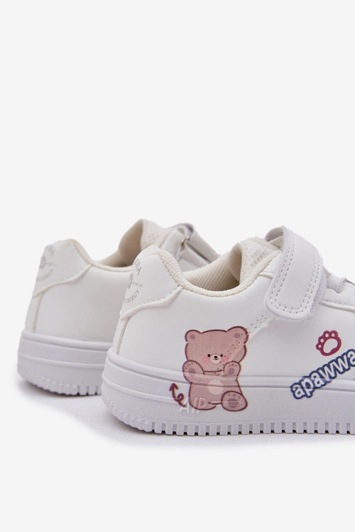 Sneakersy Dziecięce Na Rzep Z Misiem Białe Callexia
