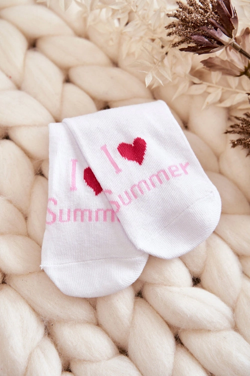 Młodzieżowe Skarpetki Wzór I Love Summer Białe