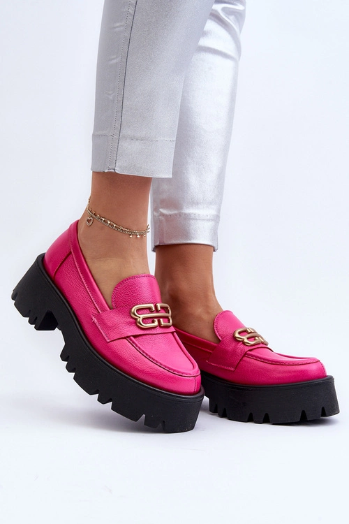 Zazoo 20164 Damskie Loafersy Ze Skóry Naturalnej Fuksja