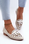 Ażurowe Baleriny Damskie Z Kokardką Białe Nestavia