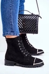 Botki Damskie Lu Boo Czarne Zamszowe Workery ze Stalową Oprawą Jacksy